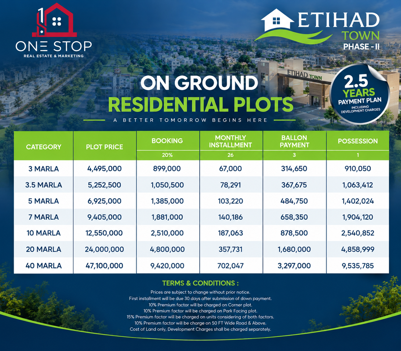 Residential Payment Plan — Etihad Town Phase 2 Lahore