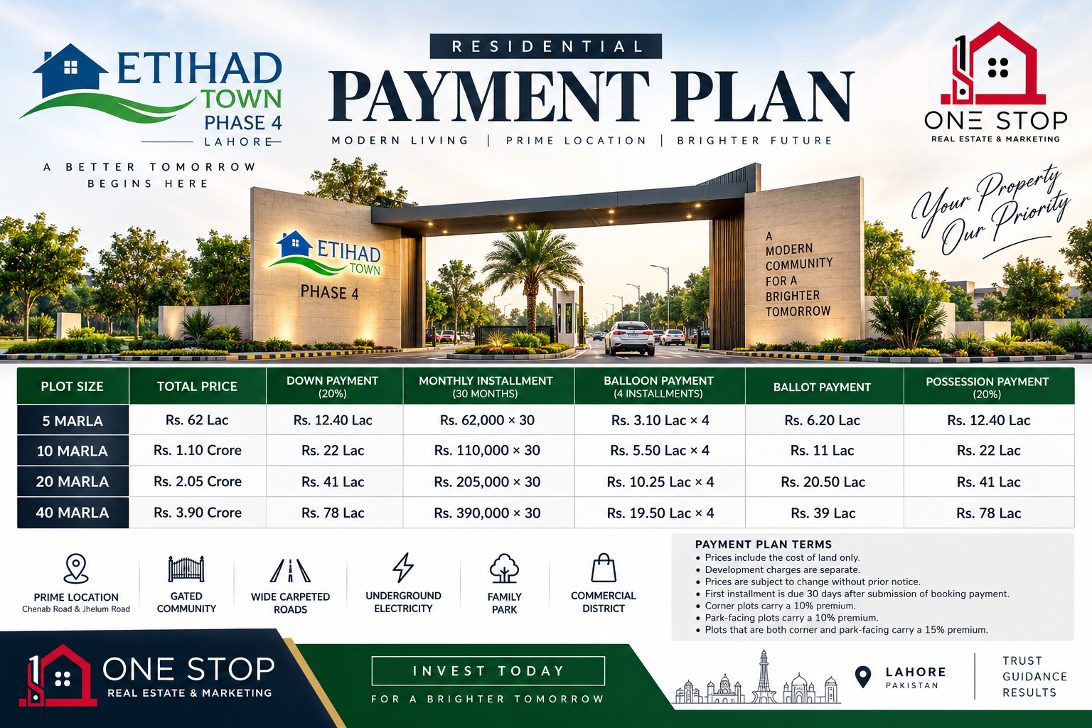 Residential Payment Plan — Etihad Town Phase 4 Lahore