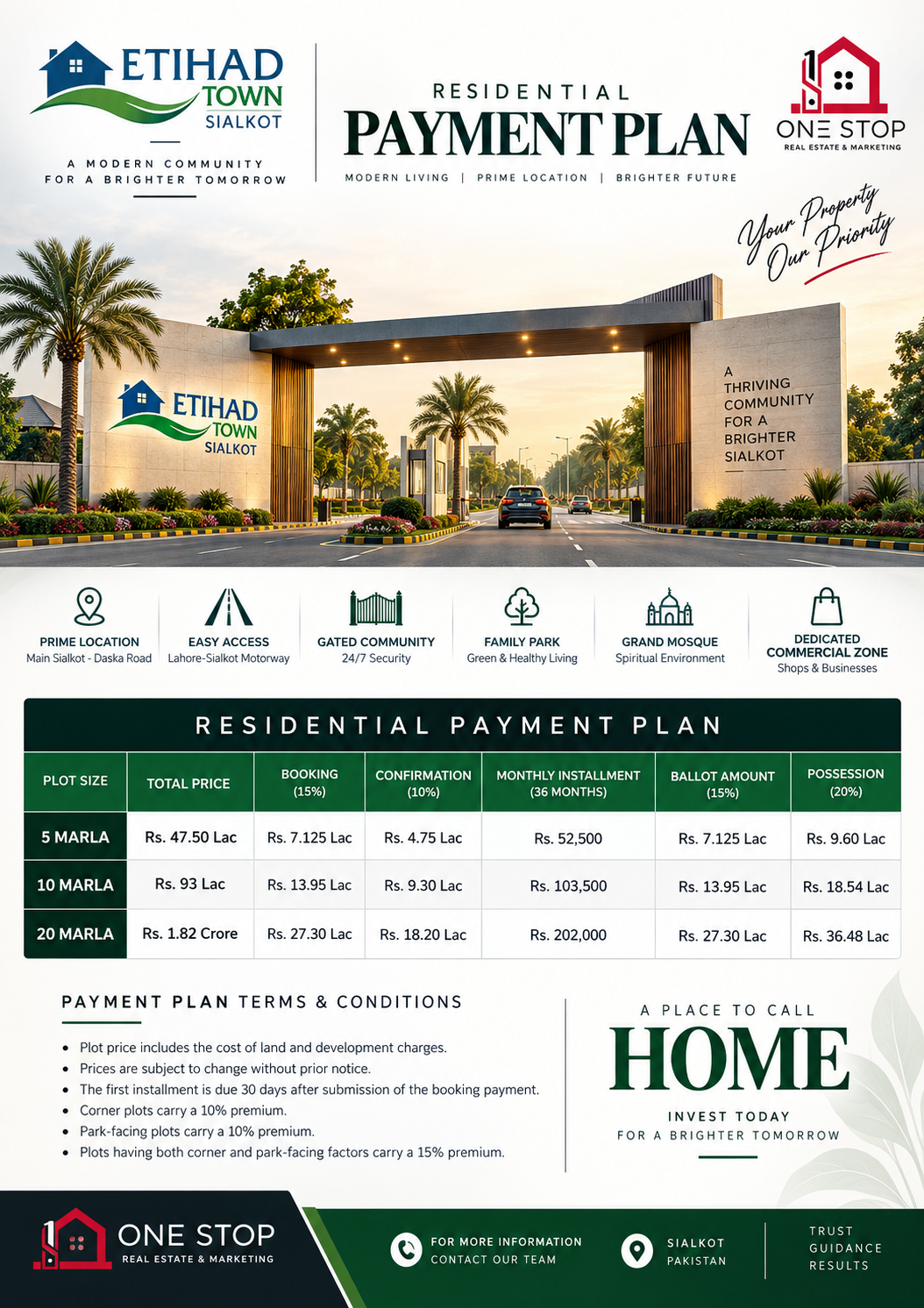 Residential Payment Plan — Etihad Town Sialkot